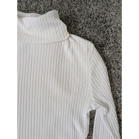 Joujou Womens Ribbed Turtleneck Sweater White Long Sleeve Y2K Size Medium - Picture 4 of 4
